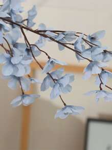 1pc Artificial Apple Blossom Stem, Fake Flower For Wedding Decoration Or Party,Fake Plants,Fall Decor,Room,Desk,Garden Decor,Room Decoration Stuff, Valentine Day, Gift - Dusty Blue - View 5