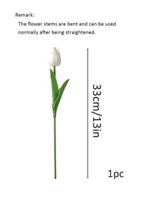 1pc Artificial Tulip, 33cm Faux Tulip Stem For Home Decor Easter Gifts Birthday Graduation - White - View 5