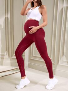 SHEIN Maternidad Leggings soporte vientre - Burdeos - Ver 6