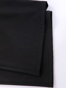 Flipped Waist Wide Leg Trousers - Black - View 3