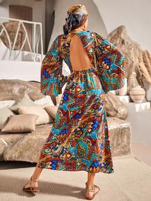 S BETRO 滿版印花蕾絲拼接A字洋裝 - 彩色 - 查看 2