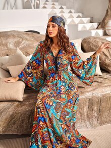 S BETRO 滿版印花蕾絲拼接A字洋裝 - 彩色 - 查看 3