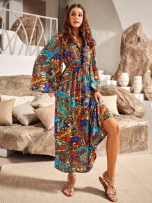 S BETRO 滿版印花蕾絲拼接A字洋裝 - 彩色 - 查看 4