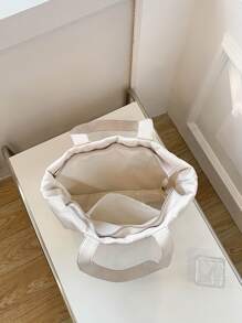 菱形绗缝单肩托特包，母亲节礼物送给妈妈 羽绒菱形绗缝托特包轻便单肩包简约加厚手提包女士 - 米色 - 查看 8