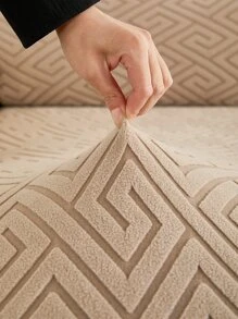 1pc Geometric Pattern Stretchy Sofa Seat Cover - Coffee Brown - View 5
