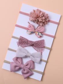 5pcs Baby Purple Floral Lace Bow Hairband (No Paper Card) Love Valentine - Multicolor - View 1