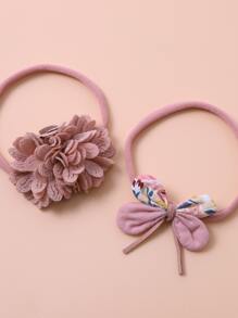 5pcs Baby Purple Floral Lace Bow Hairband (No Paper Card) Love Valentine - Multicolor - View 2