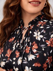 SHEIN Clasi Vestido con estampado floral de manga con volante bajo con fruncido sin cinturón - Multicolor - Ver 6