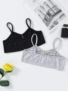 Girls 2pcs Ruched Front Wireless Bralet - Multicolor - View 2