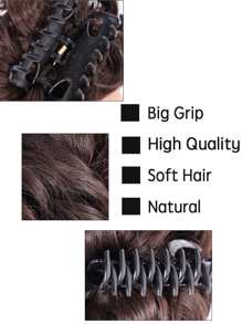 Claw Clip In Hair Bun Messy Curly Clip In Claw Hair Hairpieces Combs Add Ponytail Hair Pieces Synthetic Hair Extensions For Women - Bronze - View 4