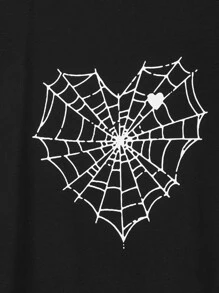 SHEIN Boys Spider Web Print Tee - Black - View 3