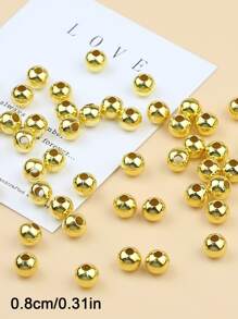 50入組8mm釘珠DIY首飾配件 - 金黃色 - 查看 4