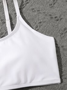 Tween Girl Tropical Print Bikini Set With Cover Up Summer Beach - Multicolor - View 3