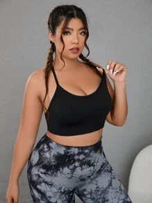 Yoga Basic Sujetador deportivo de tirantes de espalda con tira cruzada - Negro - Ver 4