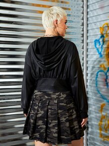 SHEIN ICON áo khoác kích thước lớn Dây kéo màu trơn Giải trí - màu đen - Xem 2