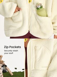 GLOWMODE Cozy to the Core Multi-Pocket Jacket - Beige - View 5