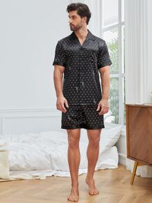 Men Polka Dot PJ Set - Black - View 4