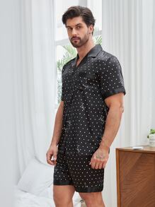 Men Polka Dot PJ Set - Black - View 6