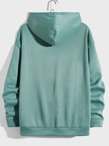 GENTILAND Men Letter Graphic Hoodie - Cadet Blue - View 2