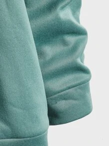 GENTILAND Men Letter Graphic Hoodie - Cadet Blue - View 4