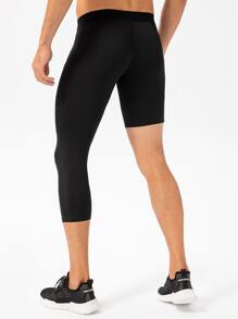 Manfinity Athleisure Calzas ajustadas deportivas para hombre en colores sólidos, con bolsillo para teléfono móvil incorporado. - Negro - Ver 2