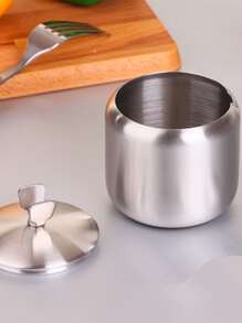 1pc Stainless Steel Spice Jar With Spoon - Silver - View 4