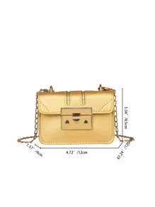 Mini Metallic Flap Square Bag