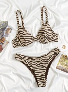 Bellisia 夏季沙灘斑馬紋支撐有內衬的比基尼套裝 - 彩色 - 查看 1