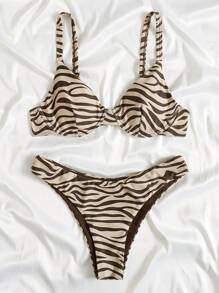Bellisia 夏季沙灘斑馬紋支撐有內衬的比基尼套裝 - 彩色 - 查看 4