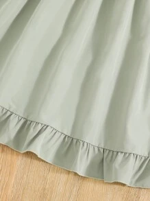 SHEIN Chicas Vestido de tirantes de hombros con cordón bajo con fruncido con cinturón - verde menta - Ver 5