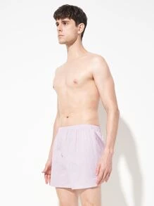 男士条纹印花平角内裤，透气 - 彩色 - 查看 4