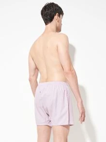 男士条纹印花平角内裤，透气 - 彩色 - 查看 6