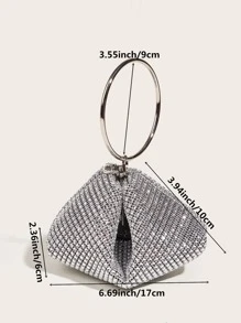 Bolso de noche elegante y de moda, mini bolso de mano con decoración de rhinestones - Plateado - Ver 3