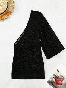 Áo che Nữ Xù cắt màu trơn - màu đen - Xem 5