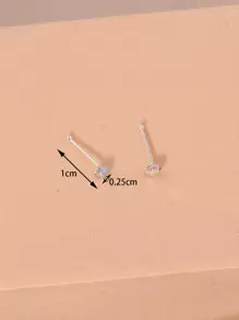 20pcs/set Rhinestone Decor Nose Stud Copper Crystal Punk Piercing For Men And Women - Make A Bold Statement With This Edgy Body Jewelry Gift - Silver - View 4