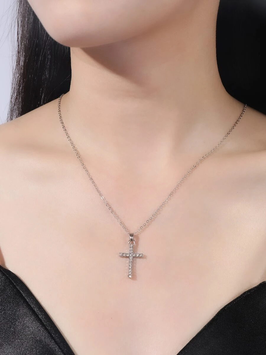 Rhinestone Cross Pendant Necklace