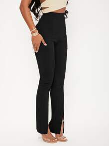 SHEIN SXY High Waist Split Hem Women Pants - Black - View 4