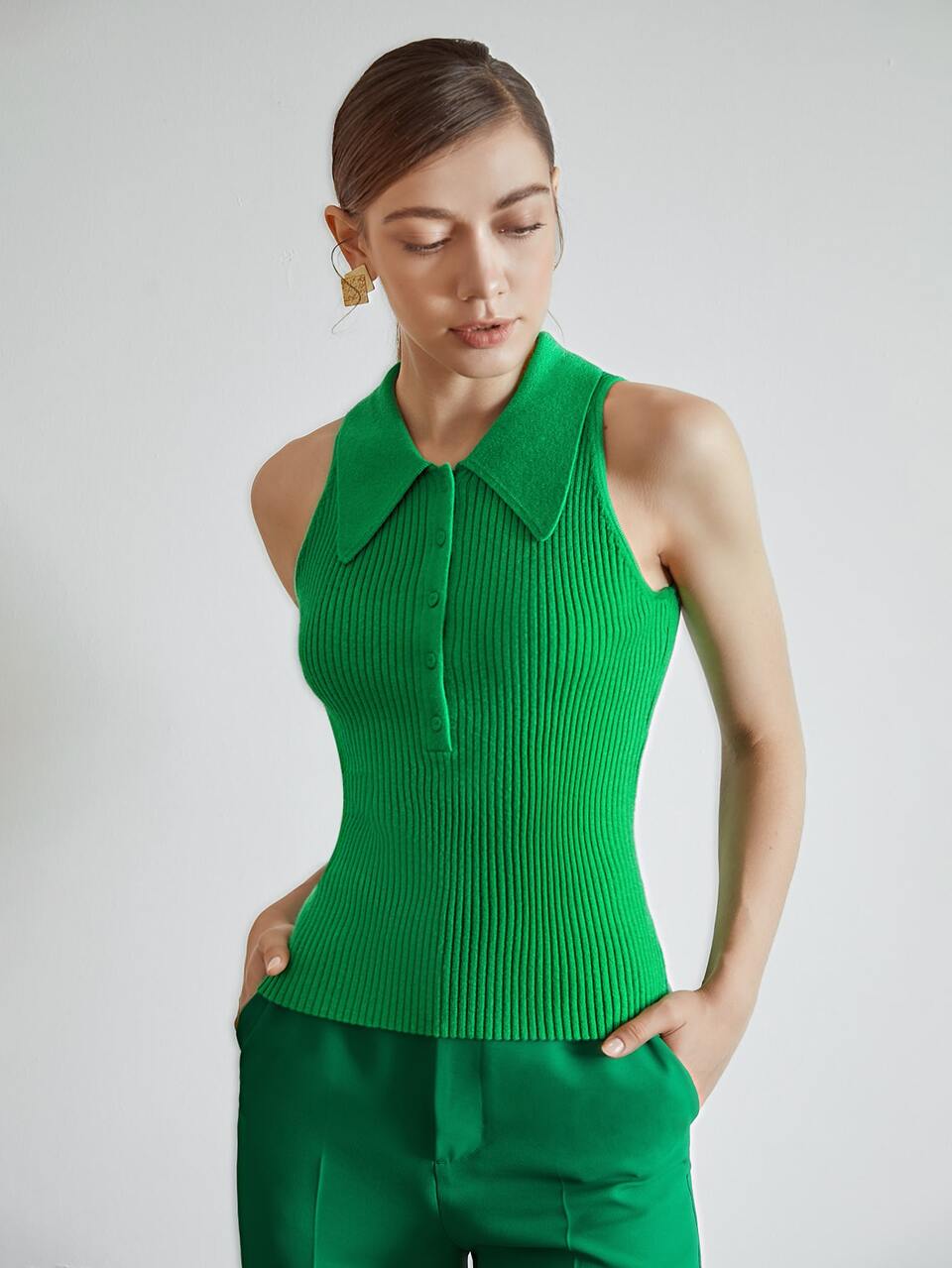 WOOL-MIX SLINKY KNIT TOP