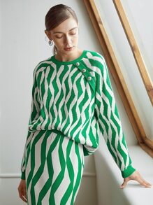 MOTF PREMIUM WOOL-MIX WAVE PATTERN JUMPER - Multicolor - View 2