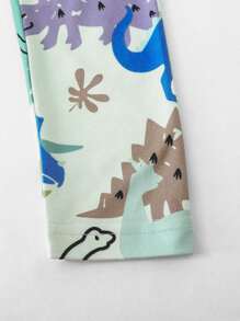 Boys Cartoon Graphic Tee & Trousers Snug Fit PJ Set - Mint Green - View 4