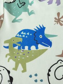 Boys Cartoon Graphic Tee & Trousers Snug Fit PJ Set - Mint Green - View 5