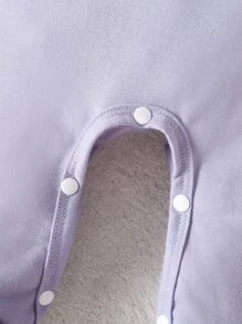 嬰兒字母圖案包腳連體睡衣和帽 - 紫色 - 查看 5