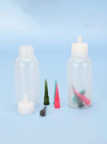 Tattoo Ink Bottle,2PCS Tattoo Ink Bottles with 8pcs Needle Nozzle,Round Plastic Squeeze Bottle,Empty Tattoo Ink Bottles,For Multi-Purpose Use - Multicolor - View 1