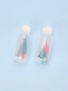 Tattoo Ink Bottle,2PCS Tattoo Ink Bottles with 8pcs Needle Nozzle,Round Plastic Squeeze Bottle,Empty Tattoo Ink Bottles,For Multi-Purpose Use - Multicolor - View 2