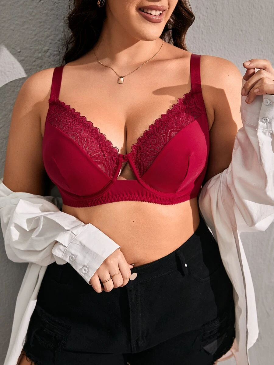 Sujetador con encaje en contraste con aro