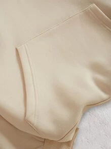 INAWLY Cartoon Graphic Kangaroo Pocket Drawstring Thermal Hoodie,Long Sleeve Tops - Apricot - View 5