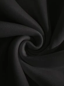 SHEIN EZwear Letter Graphic Kangaroo Pocket Drawstring Thermal Hoodie - Black - View 5