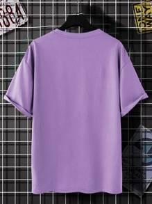 Manfinity Hypemode Men Floral Embroidery Drop Shoulder Oversize Tee - Mauve Purple - View 2