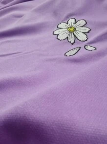 Manfinity Hypemode Men Floral Embroidery Drop Shoulder Oversize Tee - Mauve Purple - View 4