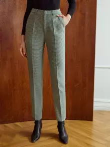 MOTF PREMIUM Women Suit Pants Nút Túi Dây kéo răng cưa - màu xanh lá - Xem 4